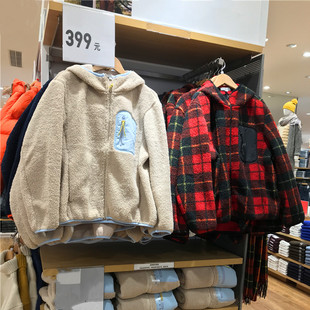 421587 421586 日单秋冬新款 仿羊羔绒摇粒绒拉链连帽外套女装