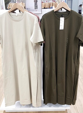 日系女装棉混纺T恤连衣裙短袖圆领速干百搭裙子春夏新款477306