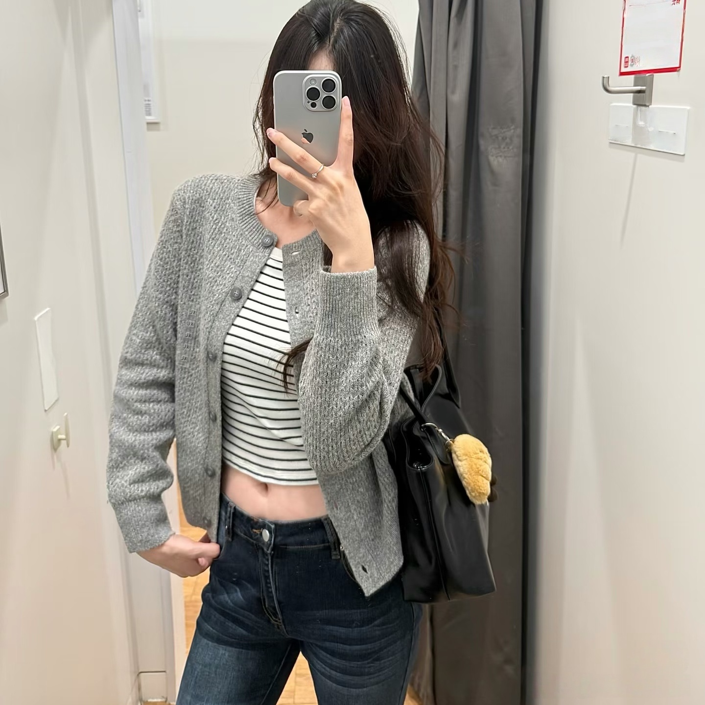 女装羊毛混纺圆领针织开衫小香风毛衣休闲外套秋冬季新款480025
