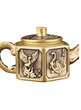 黄铜四大神兽茶壶龙凤呈祥茶壶山水茶壶福韵茶壶渔翁壶百福茶壶