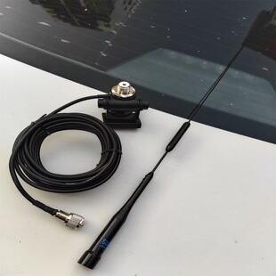 D9000全黑车载电台对讲机天线AZ506UV双段增益夹边RG58馈线可拆M