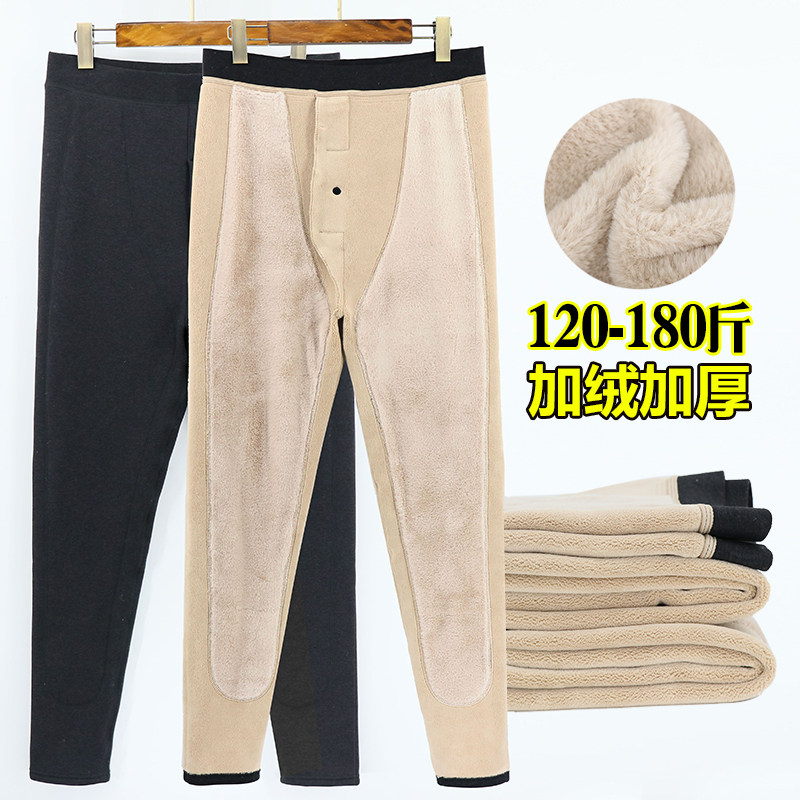 加绒加厚棉毛裤大码冬季高腰打底