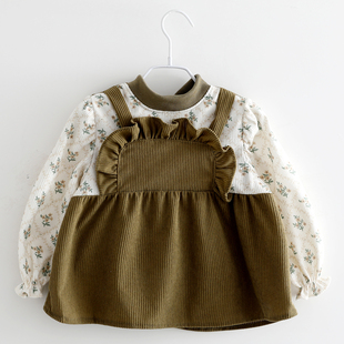 宝宝罩衣秋冬洋气公主儿童吃饭围兜防水防脏围裙婴儿新款 反穿衣