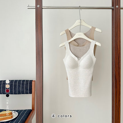 桑蚕丝美拉提羊绒锁温御寒固定杯垫肩宽背心H5230