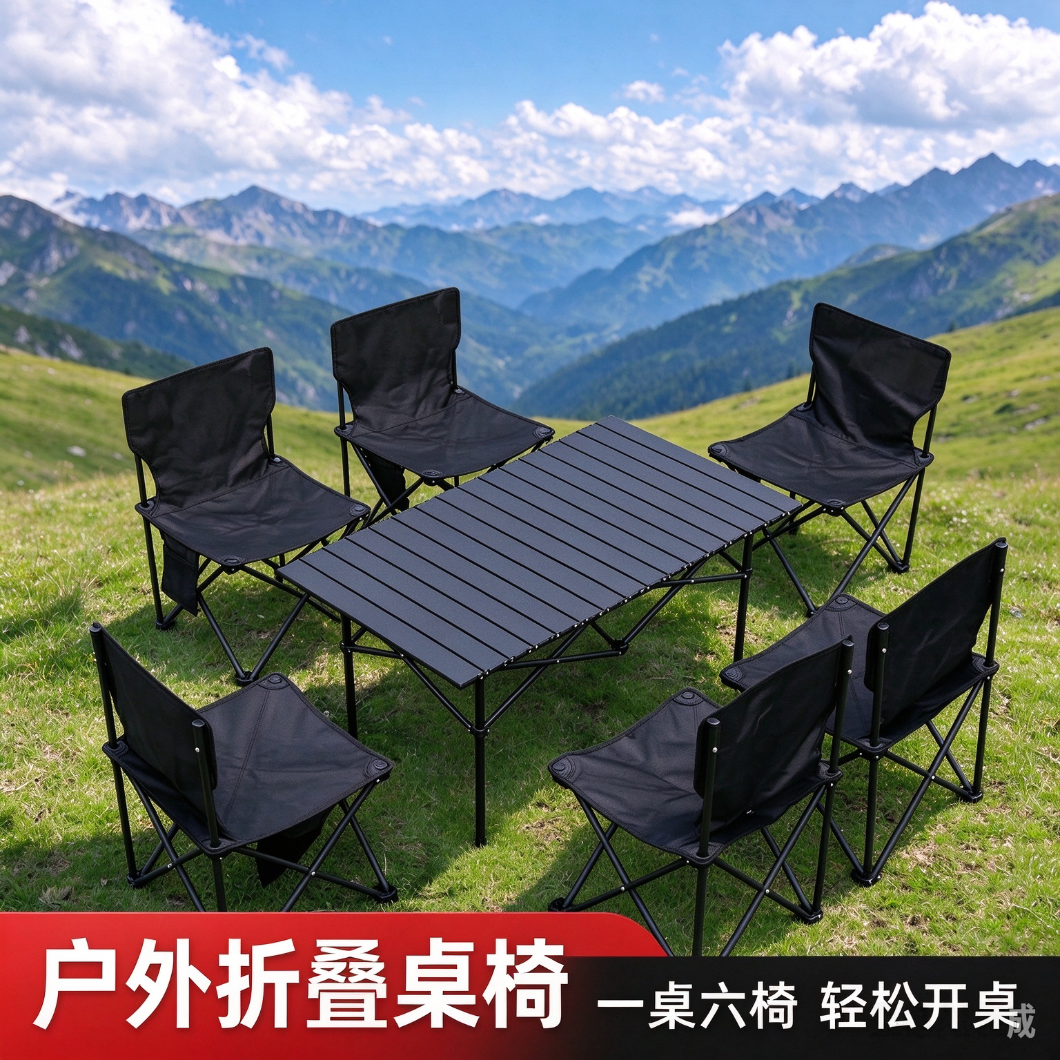 户外折叠桌椅套装加厚露营便携式耐用桌子摆摊野餐庭院露天桌椅