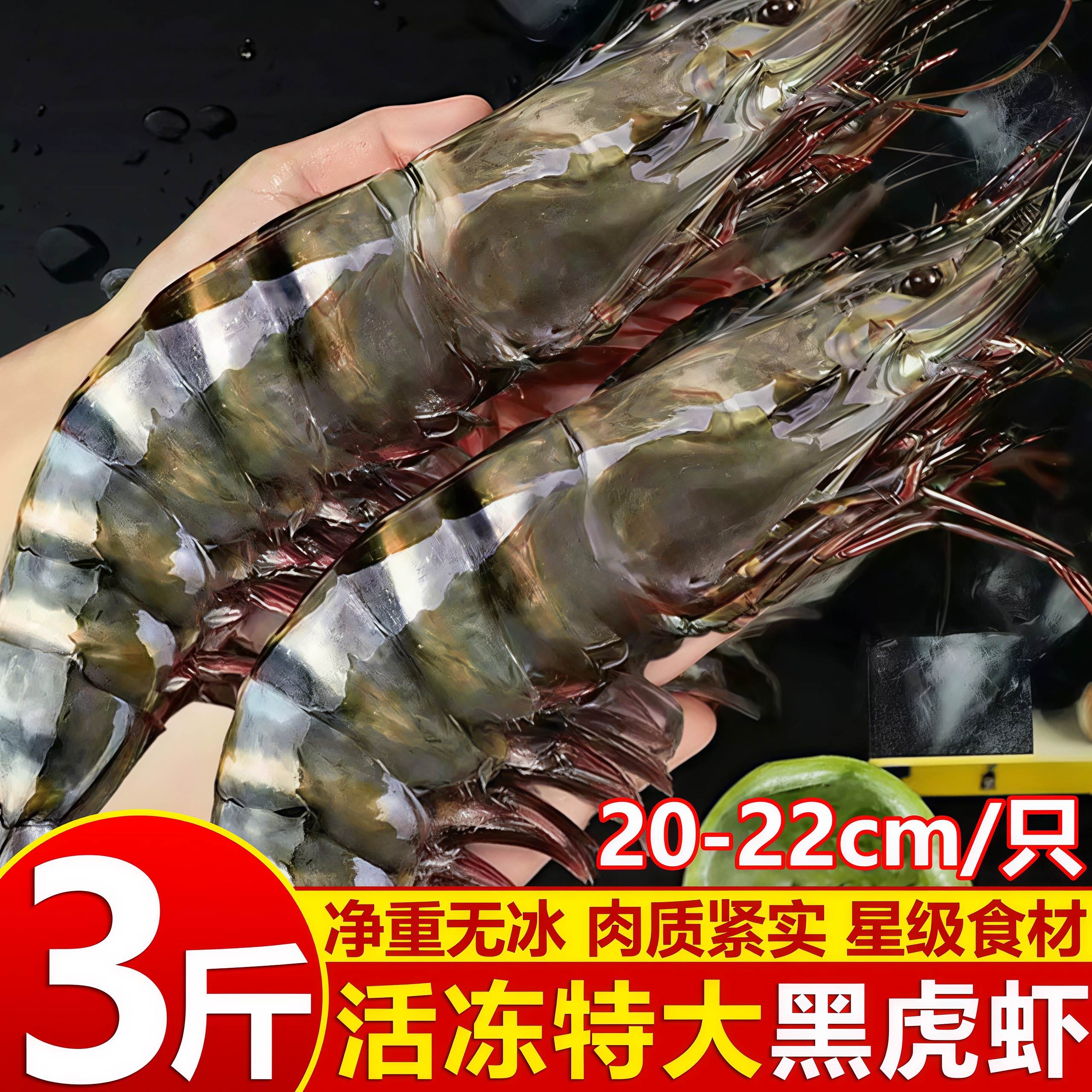 鲜活速冻特大黑虎虾海鲜