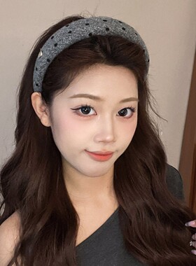 春夏复古灰色波点发箍女2026新款高级百搭洗脸头箍日常高颅顶发饰