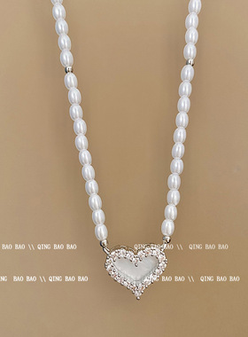 简约爱心珍珠毛衣链时尚气质小众百搭高级感项链女韩国设计感项饰