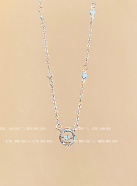 韩版精致圆环吊坠项链女夏季高级感小众轻奢锁骨链超仙气质颈链潮