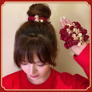 2026马年红色发圈女新年新款头绳本命年扎头发皮筋高马尾发绳皮套