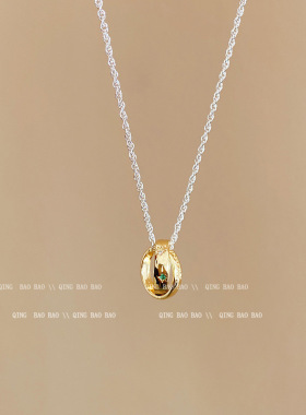 简约风轻奢小众金色双环项链配饰女2026新款气质颈链高级感锁骨链