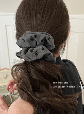 韩式灰色蝴蝶结大肠发圈2026新款高级感发绳时尚气质百搭头饰发饰