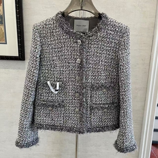 【现货】Anjou Chen家银灰色小香外套 英国进口Linton粗花呢