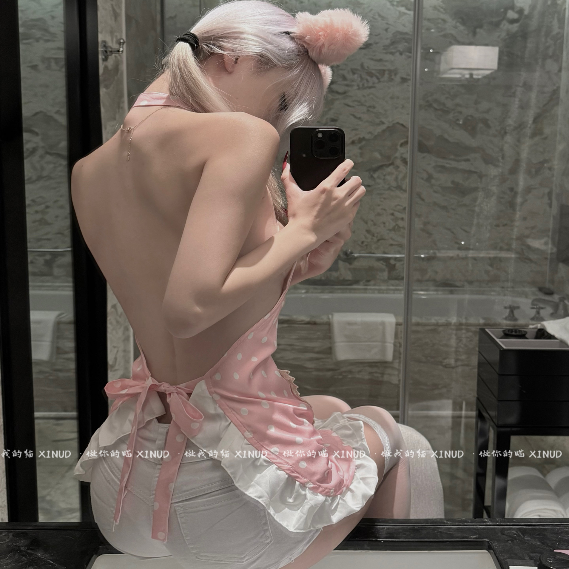 做你的猫：奶欲诱香*粉色娇嫩女仆软妹甜美cos可爱露背制服睡裙