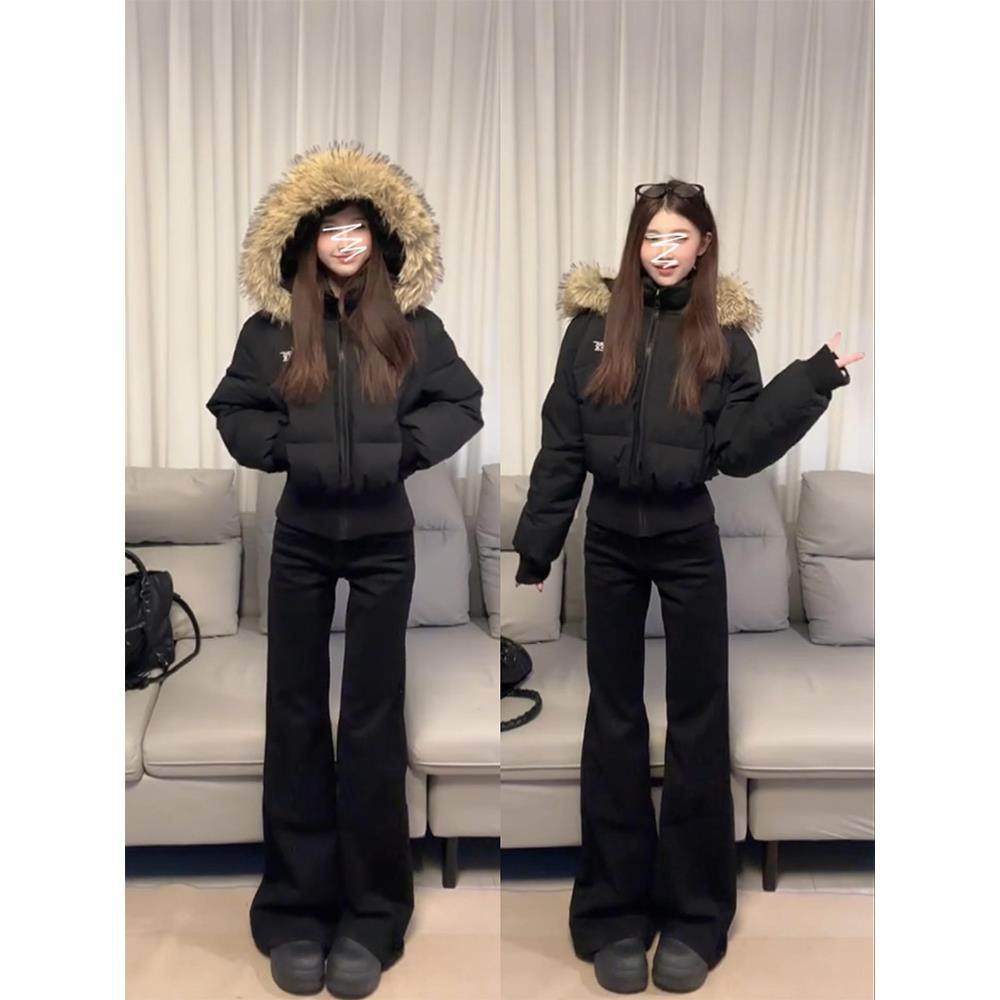 美式黑色微喇牛仔裤女春季爆款高腰显瘦弹力百搭春秋拖地喇叭裤子