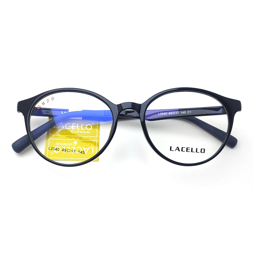 韩国LACELLO L2040超轻TR眼镜框架G820天然环保材料 亮黑随意穿搭