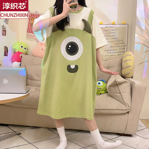 淳织芯纯棉夏季卡通大学睡裙