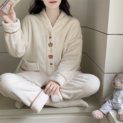 珊瑚绒开衫冬季睡衣套装