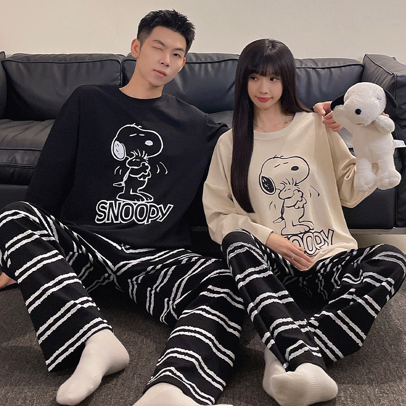 2025新款春秋季睡衣情侣长袖套头卡通一男一女薄款可外穿家居服,女士内衣/男士内衣/家居服,睡衣/家居服套装,淘宝优惠券,粉丝福利购,淘宝优惠卷