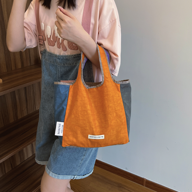 撞色随手大容量布包女士外出休闲