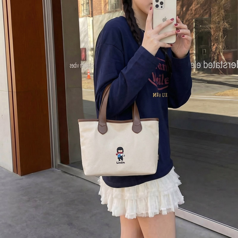 随手收纳手提包女士手拎帆布袋图片