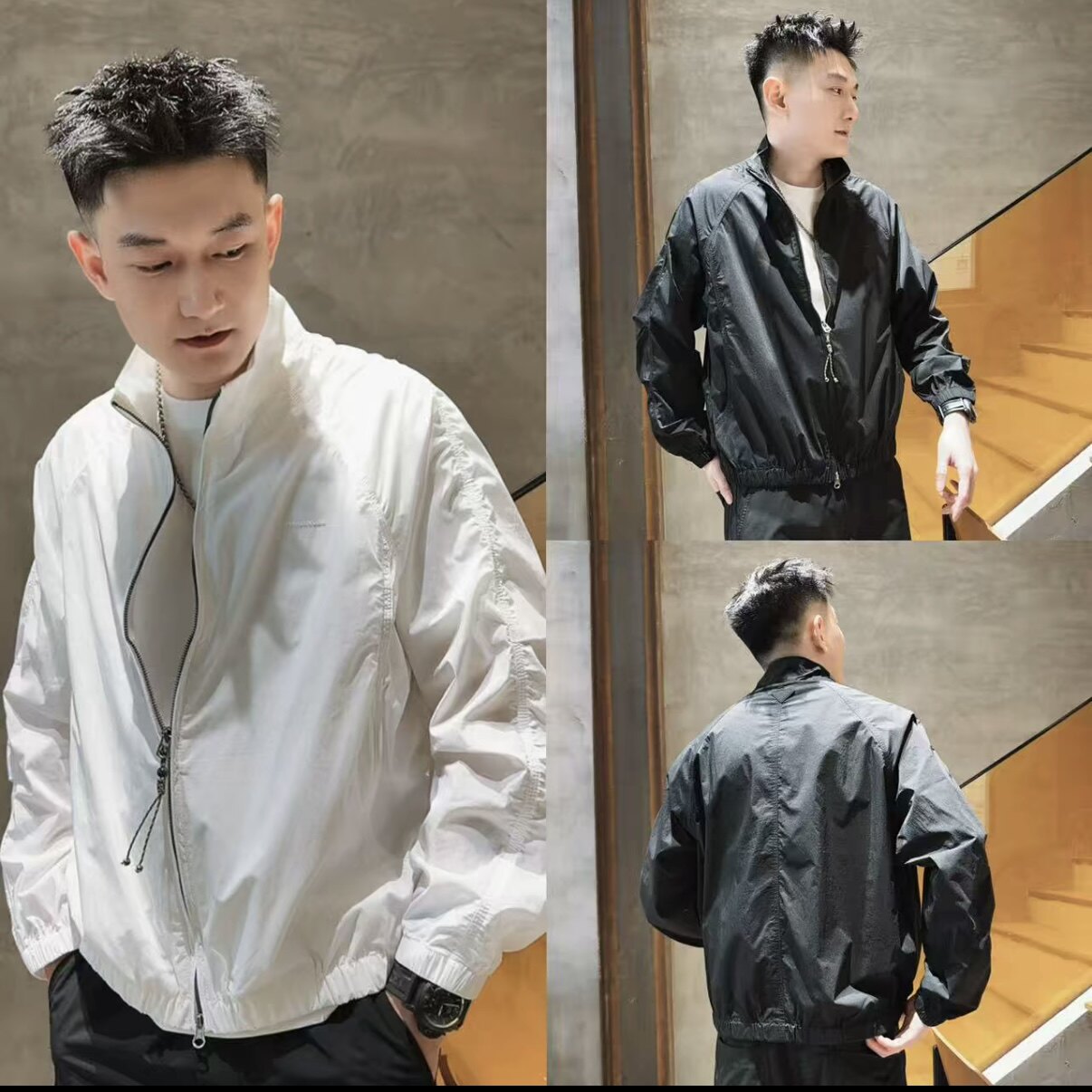 春夏季新款速干防晒衣夹克男潮牌百搭轻薄款立领外套男士防晒服