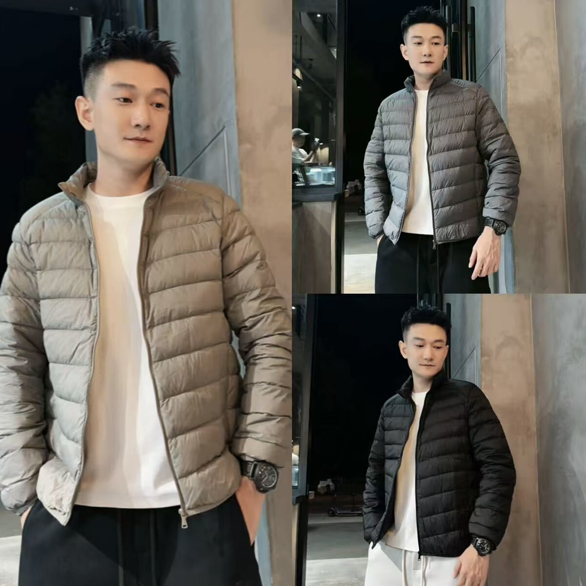 冬季新款轻量化简约立领羽绒服男款纯色轻薄90鸭绒排骨服外套夹克图片