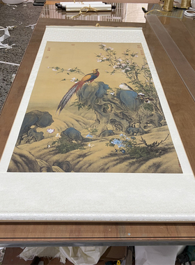 郎世宁-锦春图 仿古名家字画国画艺术微喷复制品挂轴画客厅装饰画
