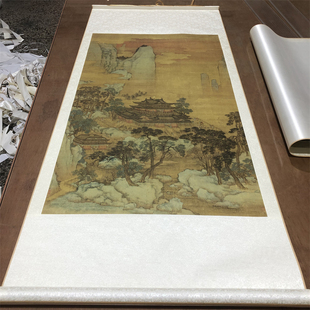 清 徐枚 蓬莱仙境图 名人青绿山水画国画挂画微喷复制装饰画临摹