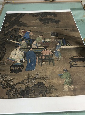 宋人博古图 传统工笔画高士人物国画高清微喷中式装饰画临摹范本