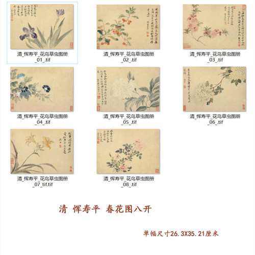 恽寿平春花图八开高清复制