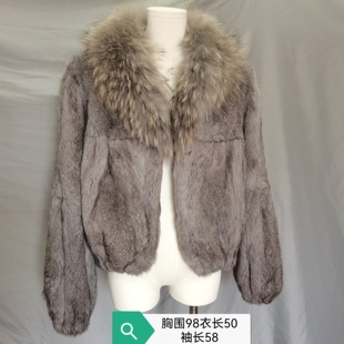 狐狸毛大衣皮草马甲法式短款上衣小香风外套女皮毛一体灰色獭兔毛