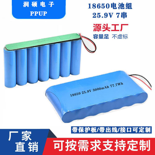 定制7串大容量25.9V滑板车29.4V水泵24V30A卷砸门可充电电池组
