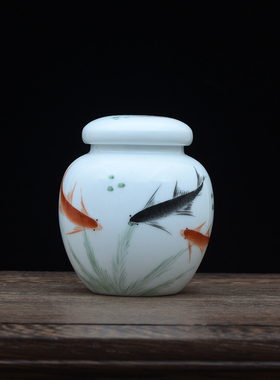 景德镇粉彩仿古风陶瓷罐小摆件