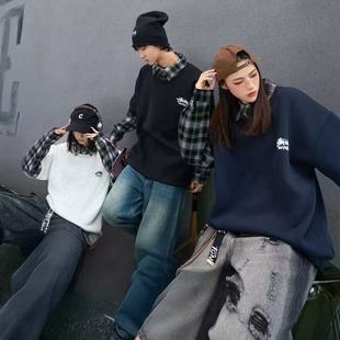 连帽 590青少年加绒加厚2025圆领简约印花圆领卫衣时尚 冬款 550