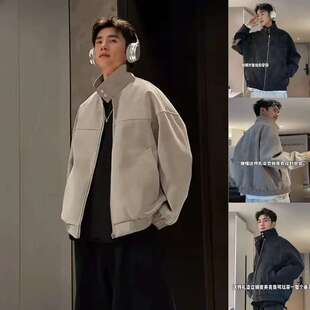 扎染PU皮飞行夹克男款春秋季美式痞帅高级感百搭外套立领防水皮衣