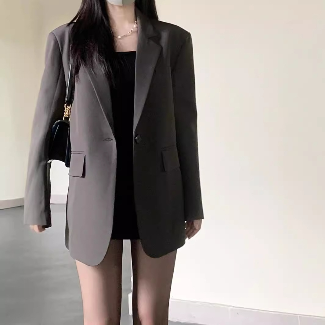 灰色西装外套女小个子休闲气质2024春秋季新款西服高级感宽松韩版