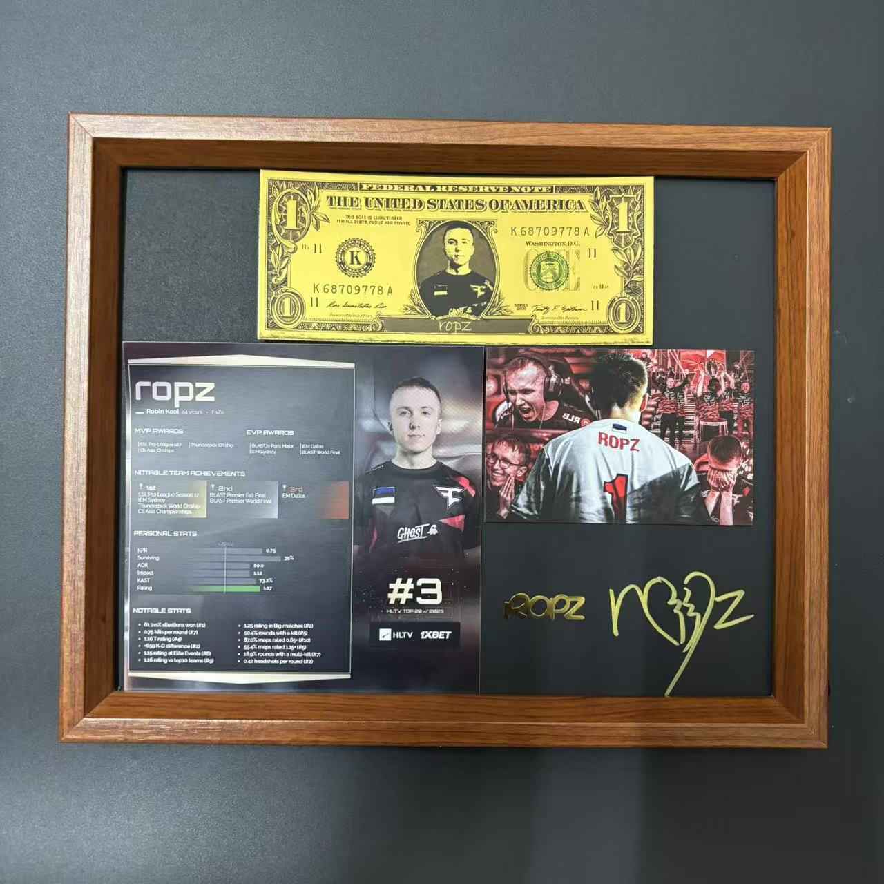 上海Major签名ropz纪念框责任神纪念框cs周边原创带相框