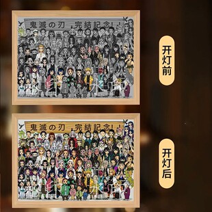 鬼灭之刃无限城灯光画ins创意氛围感素描小夜灯电影来图定制