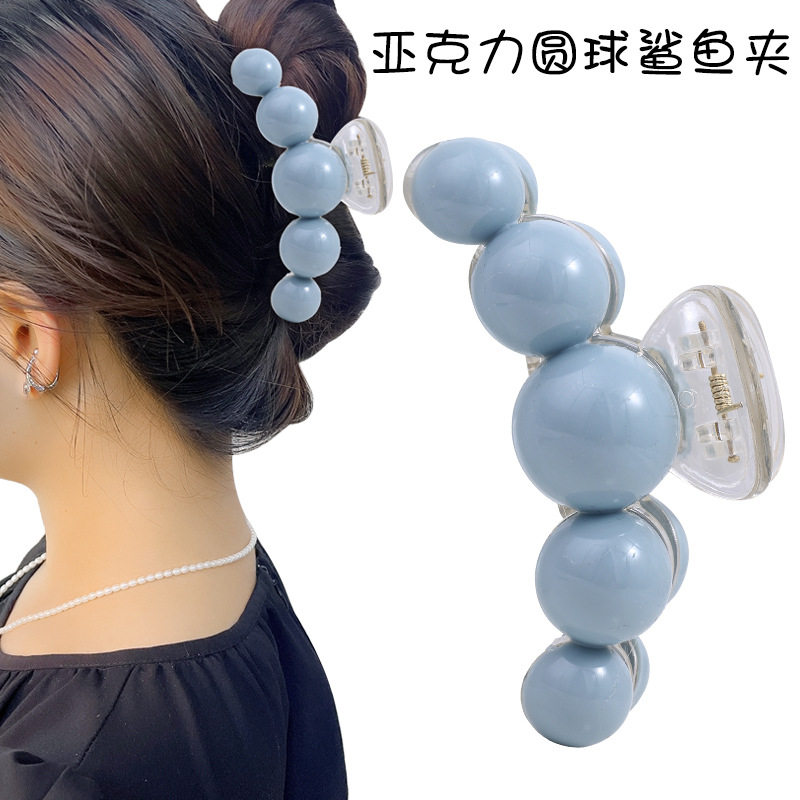发卡网红2025款女式发夹小鲨鱼夹珠珠低丸子头抓夹后脑勺头饰夹子