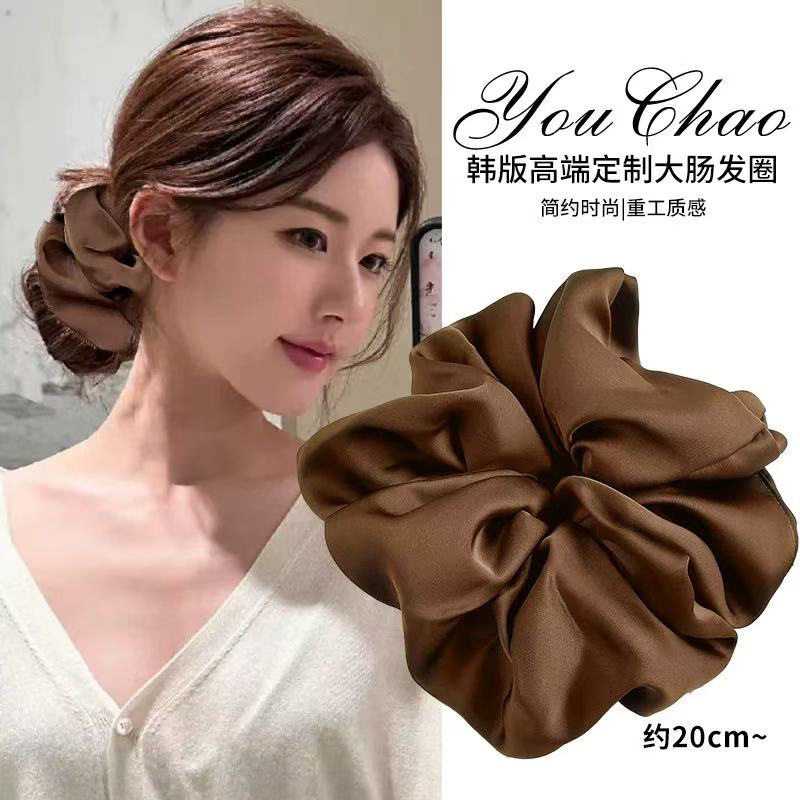 包邮赵露思同款超大缎面大肠发圈头绳女丸子头发绳扎头发皮筋头花