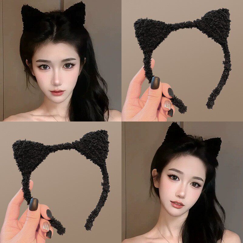 可爱毛绒猫耳朵洗脸发箍女款冬季头箍2025新款不勒头压发发卡头饰