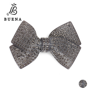 欧美风亚克力蝴蝶结弹簧夹黑色满钻发夹大小号发饰头饰跨境