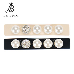 亚历山大同款50周年限定巴黎玉珠醋酸弹簧夹经典半扎发夹横夹欧美