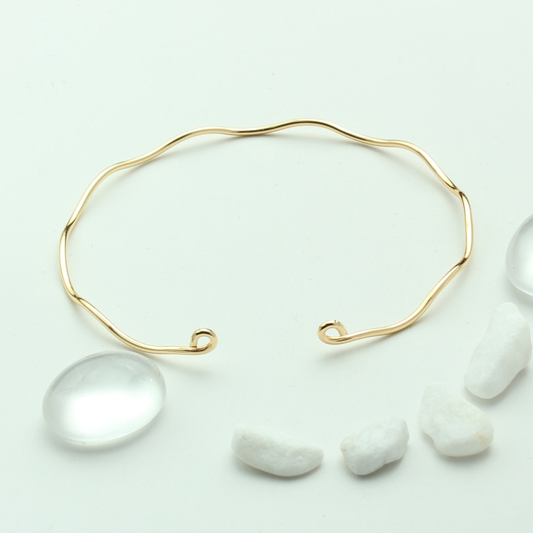 镀14k包金波浪形手镯圈 diy手工饰品配件材料 金色自制绕线手链