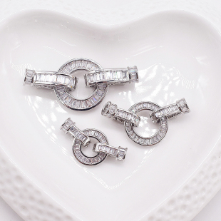 T方手链扣 高档手链项链扣子 925银扣子 diy珍珠配件微镶锆石搭扣