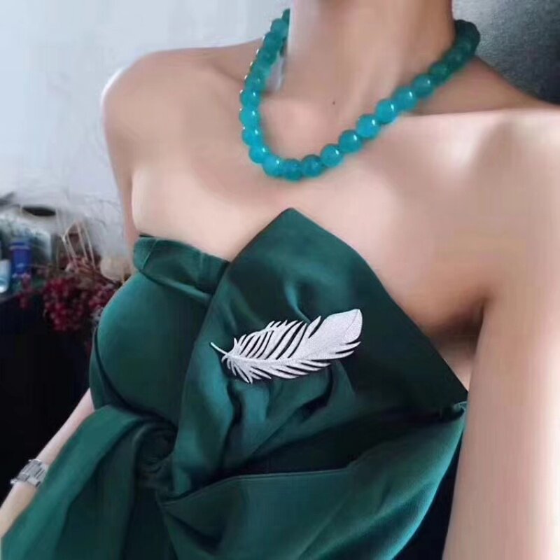 羽毛女士高档开衫配饰别针扣