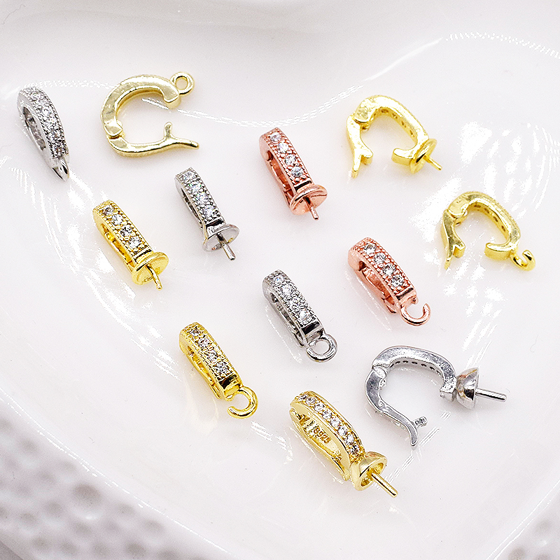 925镀银卡扣万能扣空托珍珠项链手链diy饰品配件百搭连接吊坠扣子