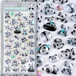 日系卡通熊猫3d立体浮雕贴纸女孩儿童猫咪手机壳装饰小鼻嘎贴画
