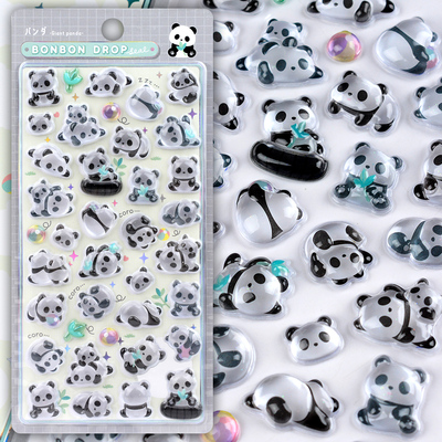 小鼻嘎熊猫3d立体浮雕装饰贴纸